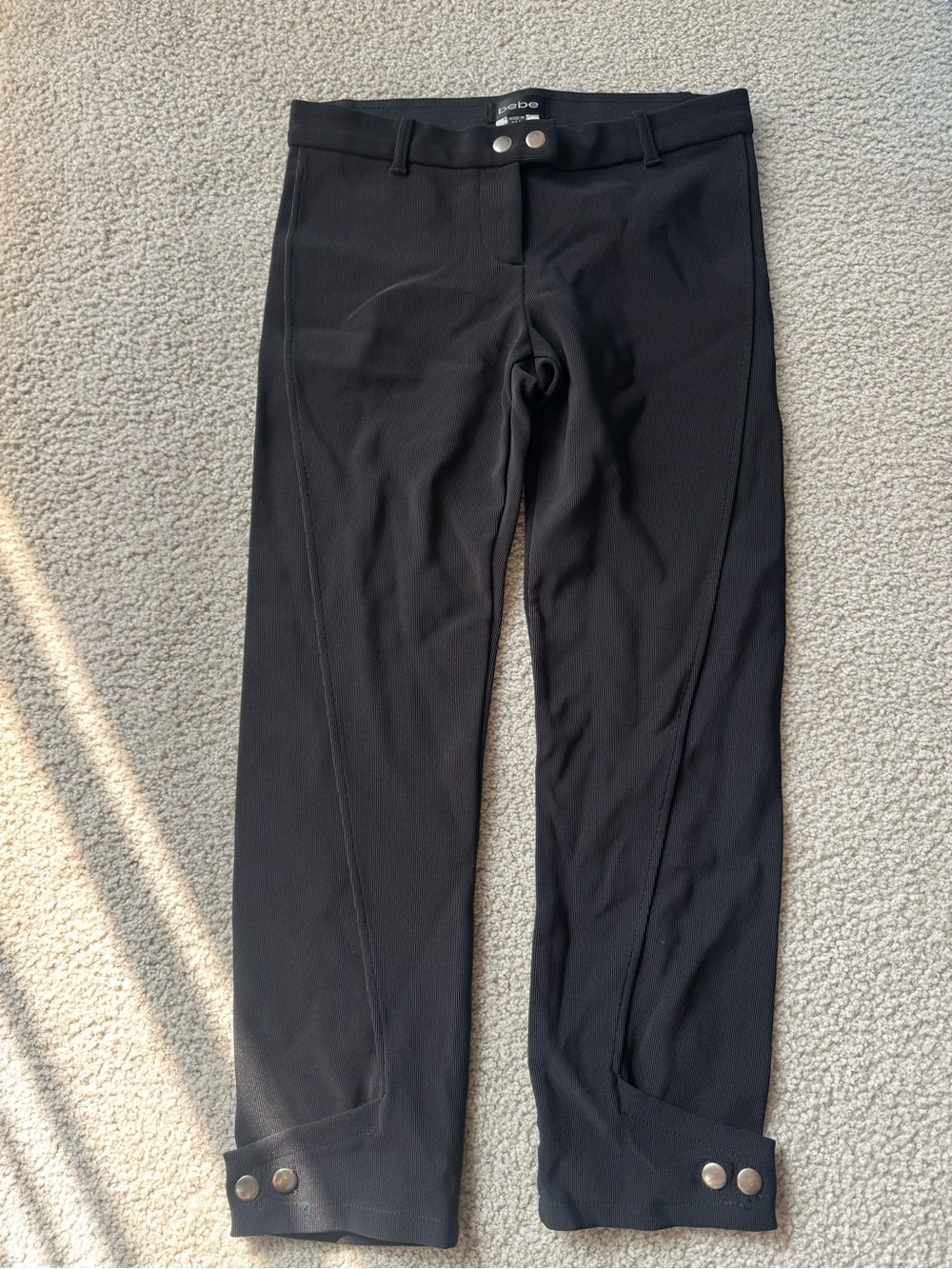 bebe Black Boot-Cut Dress Pants with Button Cuffs casual